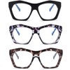 Viseng 3 Pack Oversized Frame Design Women's Reading Glasses, Blue