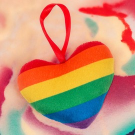 MIJOMA Rainbow Mini Plush Heart, Pride Pendant, 10 cm, 100% Polyester, Bags & Backpack Accessories, Ideal as a Decoration for the Car (1)