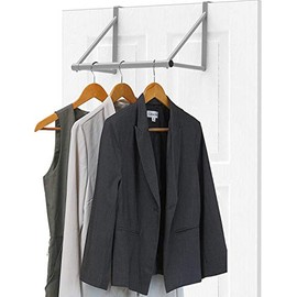 Simple Houseware Over the Door Clothes Hanging Rod, Silver