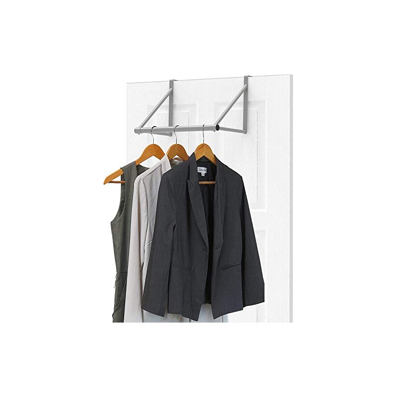 Simple Houseware Over the Door Clothes Hanging Rod, Silver