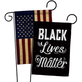 Justice BLM Garden Flag - Pack Support Cause Anti Racism Revolution Movement Equality Social USA Vintage Applique - House Decoration Banner Small Yard Gift Double-Sided Made In 13 X 18.5