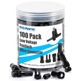 SUNVIE 100 Pack Landscape Lighting Wire Connectors 12-16 Gauge Low Voltage Landscape Lights Fastlock Wire Connector for Spotlight Garden Pathway Lights Work with Malibu Paradise Moonrays and More