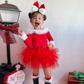 ZZLBUF Toddler Baby Girl Christmas Dress Velvet Long Sleeve Crew Neck Mrs Santa Claus Outfits Xmas Party Tutu Skirt Dresses (A1# Red, 6-7 Years)