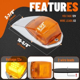 ECOTRIC 5pcs 31LED Amber Cab Marker Lights Waterproof Top Roof Truck Running Lights Compatible with Peterbilt/Kenworth/Freightliner/Volvo/Western Star/Mack/International/Paccar Trailer Trucks