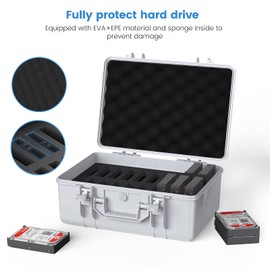 ORICO Hard Drive Case 3.5inch 20-Bay HDD/SSD Multi-Protection Storage Suitcase with Foam Hard Case Shockproof Anti-Static MoistureProof Carrying Box-PSC L20