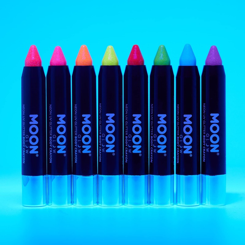 Moon Glow, Neon UV Glitter Face Crayon/Body Chalk Makeup for