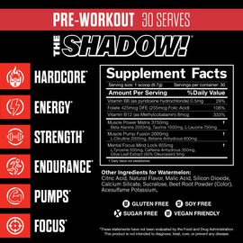 JNX SPORTS The Shadow! High Stim Preworkout | 350mg of Caffeine | Watermelon 30 Servings | Electric Energy, Mental Focus & Superhuman Strength for Men & Women