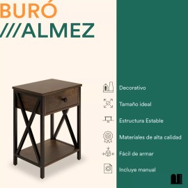 Mubson Buro De Madera Mdf Mubson. Mesa De Noche Recamara O Sala Color Marrón