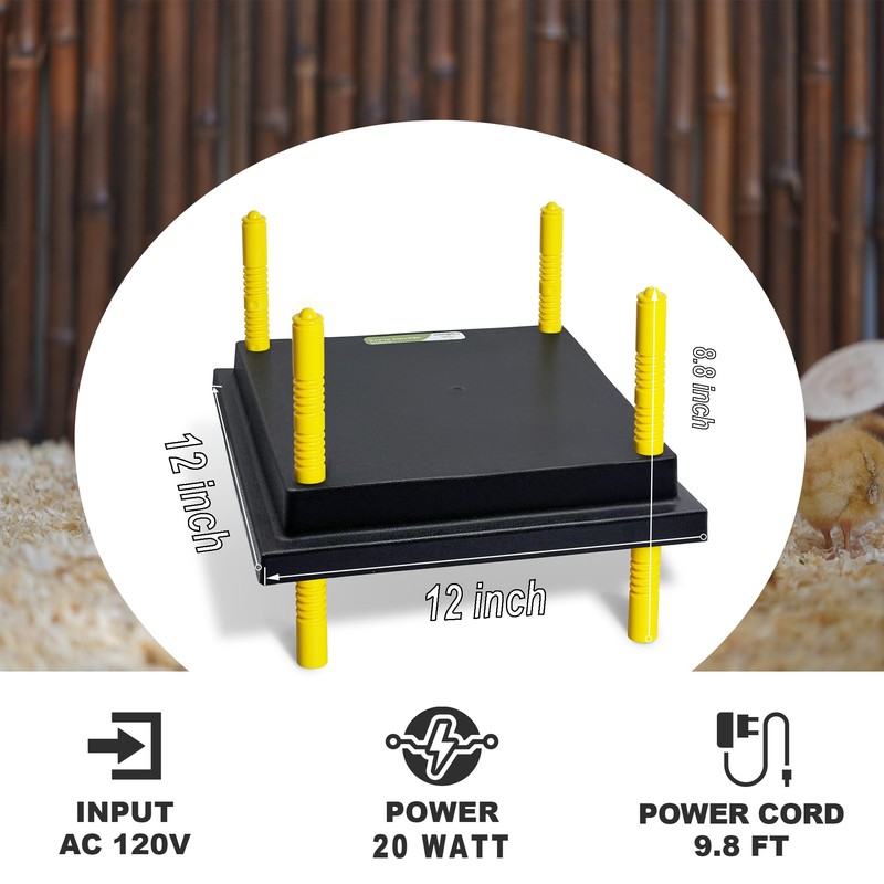 Eggluuz Chick Brooder Heating Plate, 12" x 12" Brooder Heater