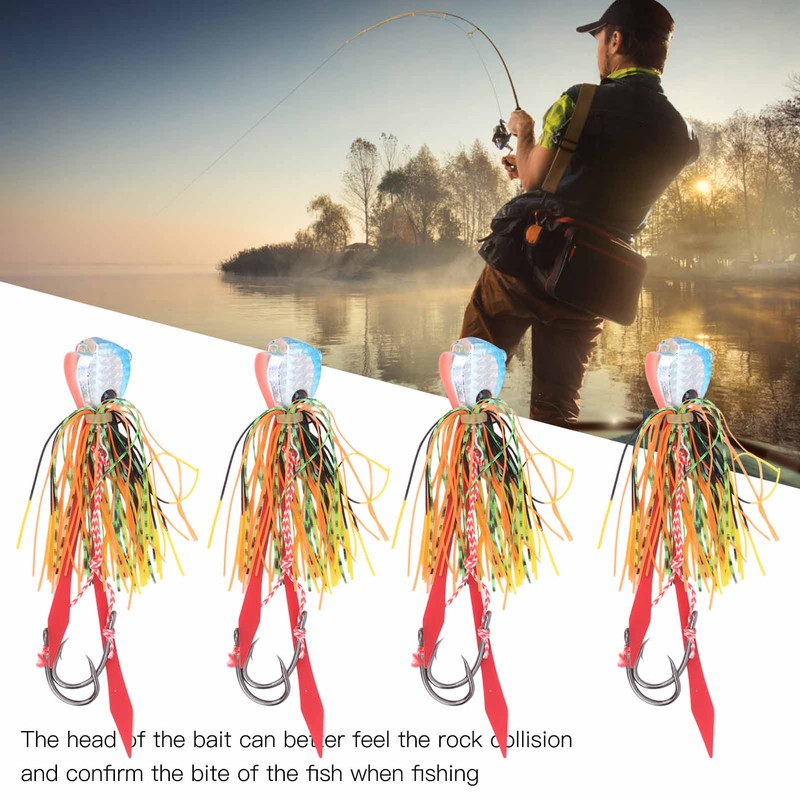 4Pcs 65g Fishing Artificial Baits Silicone Skirts Lures with Hook