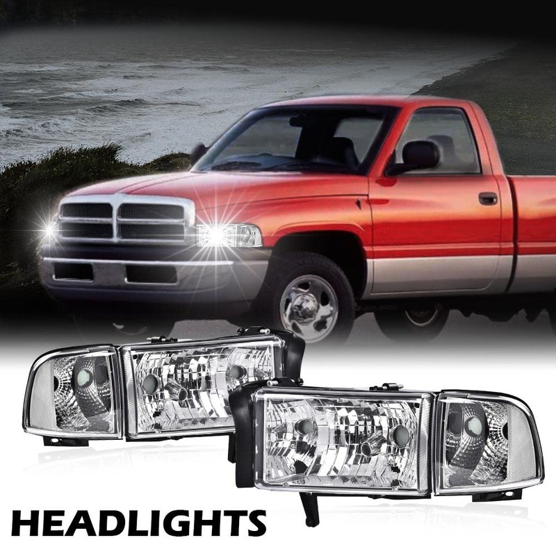 PIT66 Headlights Assembly Compatible with 1994-2001 Dodge Ram 1500/1994-2002 Dodge