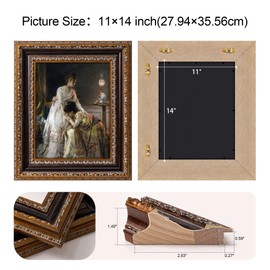 Classic Black Photo Frames: Ornate 11x14 inch Picture Frames for Home Wall Decor, Wooden Antique Vintage Frame, Gallery Wall 11 by 14 Frames