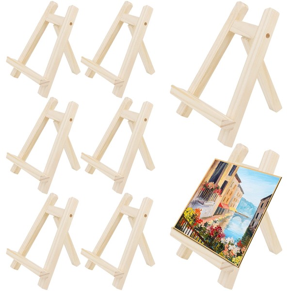 ZEONHEI 8 PCS 15 x 20cm Mini Easel, Small Display Easel, Triangle Wooden Tabletop Easel Stand, Mini Easels for Display Photos, Drawing, Mobiles, Art and Crafts