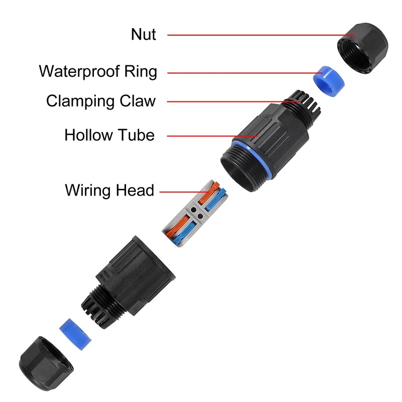4pcs IP68 Outdoor Waterproof Junction Box, 2 Way Electrical Cable