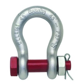 Crosby 1019560 Carbon Steel S-2130 Bolt Type Anchor Shackle, Self-Colored, 8-1/2 Ton Working Load Limit, 1" Size