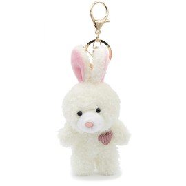 Zitokin Bunny Plush Keychain with Heart, 5.5" Inch Cute Rabbit Purse Bag Charms Backpack Gift for Women (B Pink Heart)