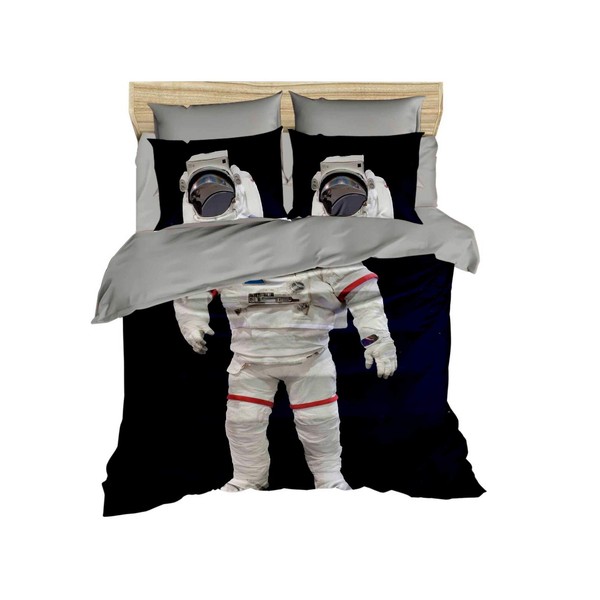 DecoMood Astronaut Bedding, Space and Astronaut Themed Quilt/Duvet Cover Set, Full/Queen Size, Boys Kids Bed Set (3)