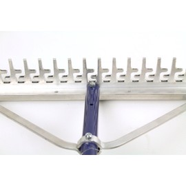 Super 4-Ft Wide Heavy Duty Rake with Extendable 11-Ft Long Handle for Seaweed beach screening landscaping raking and more