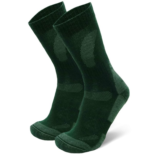 Merino Wool Hiking & Trekking Socks (Forest Green 1 Pair, US Women 11-13/US Men 9.5-12.5)