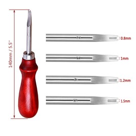 Leather Edge Beveler Skiving Tool Leather Craft Keen Edge Skiver Cutting Tools Set of 4 Including 0.8mm,1.0mm,1.2mm and 1.5mm