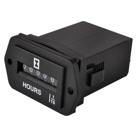 Jayron JR-HM002 DC 6-80V Snap in Mechanical Hour Meter for DC Powered Equipment Such as Fork Lifts,Golf Carts,Generator,ATV,Lawn Mower,Floor Care Equipment,and Any Other Battery Powered Equipment