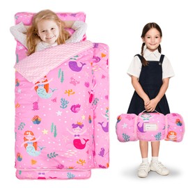 Nap Mat: Soft Portable Sleeping Bag Detachable Pillow Mat Blanket 3" Thickened Extra Large Kids Toddler Mats for Preschool and Daycare