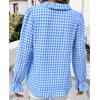 MINTLIMIT Womens Plaid Blouse Peasant Button Down Ruffle Neck Plaid
