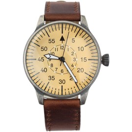 Mil-Tec Luftwaffe Me109 Aviator Vintage German WW2 Flieger Pilot Mens Watch - Military Easy to Read Calfskin Brown Leather Strap 3 Atm Analog Quartz