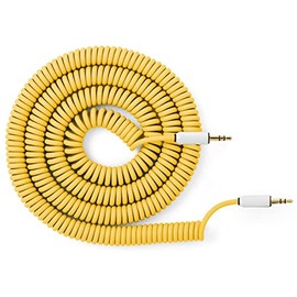 MyVolts Candycord audio cable, straight mini jack to straight mini jack, curly 100cm to 200cm, Pineapple Yellow colour, perfect for Microfreak, Korg Volca, Pocket Operator, headphones