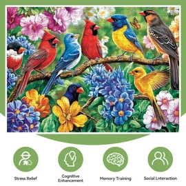300 Piece Puzzle for Adults – Beautiful Birds & Colorful Flowers, Relaxing and Challenging Jigsaw Game, Ideal for Gifts or Wall Display (20.5" x 15")