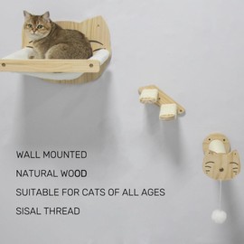SHOPTEDDYUSA-Cat Wall Climber, cat Shelves, cat Wall Shelves, cat Wall Furniture, cat Climbing Wall, cat Shelves for Wall, Wall Mounted cat Furniture, cat Wall Climbing. Set X 3.