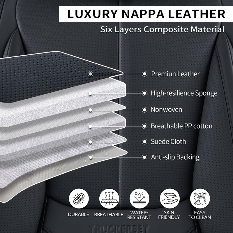 truckerset Car Seat Covers, Leather Seat Covers for Cars Full