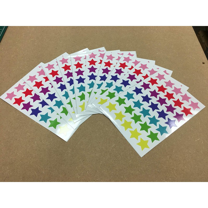 1482 x 9mm Coloured Reward Stars Sticker Pack Great for