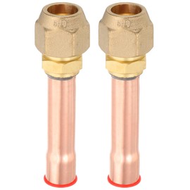 sourcing map 5/8" SAE 45 Degree Brass Pipe Fitting, 2 Pcs Flare Connector Male Thread Adapter with Brass Nut and Copper Tube for Air Conditioner HVAC Refrigeration