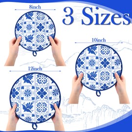 Honeydak 2 Pcs 12 Inch Tortilla Warmer Pouch, Microwavable Insulated Cloth Pouch Blue Mexican Talavera Tortillero Fabric Tortilla Keeper Taco Holder for Tortillas, Tacos, Naan, Pizza Rolls