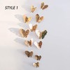 36Pcs Champagne 3D Butterfly Wall Stickers， Metallic Art Sticker ，Butterfly