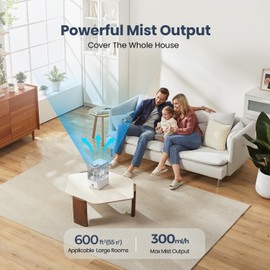 Rbioko Humidifiers for Bedroom Large Room, Top Fill 6.5L Cool Mist Humidifier, 45H Runtime, 28dB Quiet Ultrasonic Air Humidifier for Home, Whole House, Baby Nursery, Night Light (White)