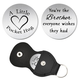 Pocket Hug Brother Gifts from Big Little Brother Keychain for Brother Christmas Birthday Gifts for Bro Inspirational Gift for Brother In Law Long Distance Relationship Gift for Bonus Step Brother