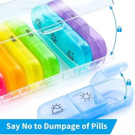 Weekly Pill Organizer 3 Times A Day, Portable 7 Day Pill Box Case with Large Separate Compartments to Hold Medication, Vitamins, Fish Oil and Supplements，Travel Pill Case