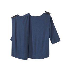 Silverts Women's Open Back Vneck Embellished Top - Adaptive Clothes for Elderly Seniors - Wheelchair Surgery Recovery Shirt - Bedridden Patient Comfort Post Surgical Clothing - Indigo MED