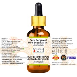 Greenwood Essential Natural Pure Bergamot Mint Essential Oil (Mentha Citrata) with Glass Dropper Steam Distilled 100 ml (3.38 oz)