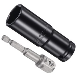 CoCud Deep Socket Set, 21mm Socket 3" Length 1/2" Drive, CR-V 6-Point Drive Socket Accessory Set with 1/4" Socket Adapter - (Applications: for Electric Hand Drill Screwdriver)