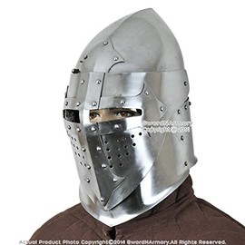 Munetoshi Functional 16G Medieval Knight Pig Faced 14th Century Bascinet Helmet SCA Armor