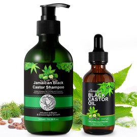 Jamaican Pure Cold Pressed Black Castor Oil Shampoo and Growth Set - 10.56 fl.oz Strengthen and Restore Shampoo for Damaged Hair