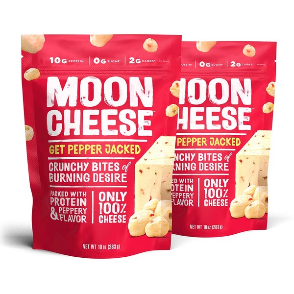 Moon Cheese Bites, Get Pepper Jacked, 10-Ounce 2-Pack, 100% Real Cheese Snack, Protein, Keto, After-School or Lunch Snack