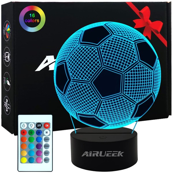 AIRUEEK Football Lamp,Soccer Night Light for Kids, with Remote Control 16 Colors Changing,Room Decor Christmas Birthday Football Gifts for Boys Sport Lovers Children Teen
