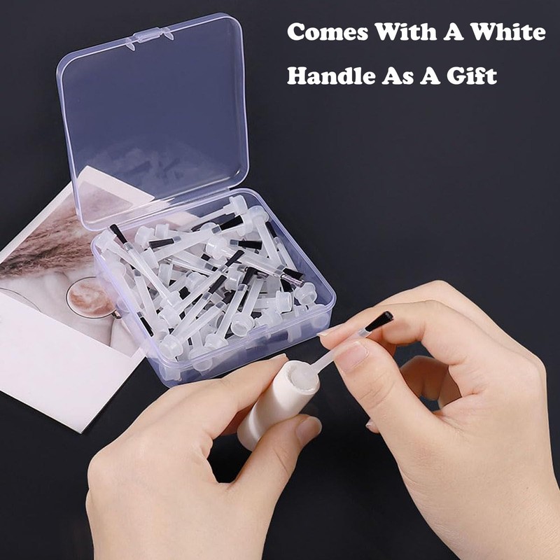 HOIUMLZ 50pcs Nail Polish Replacement Brush Kit with Handle Disposable