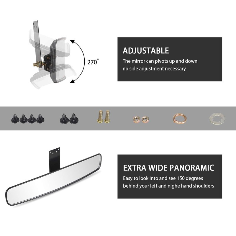 10L0L Panoramic Convex Golf Cart Mirror for Yamaha, EZGO, Club