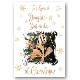 Second Ave Daughter & Son-in-Law Christmas Gold Decoration Xmas Holiday Festive Greetings Card