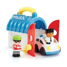 HappyLand Early Learning Centre Take And Go Police Station – Imagination Playset with 2 Character Figures, Vehicle and Building for Toddlers Ages 18 months to 5 years